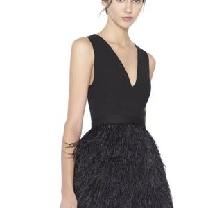 Alice + Olivia Black Feathered Dress
